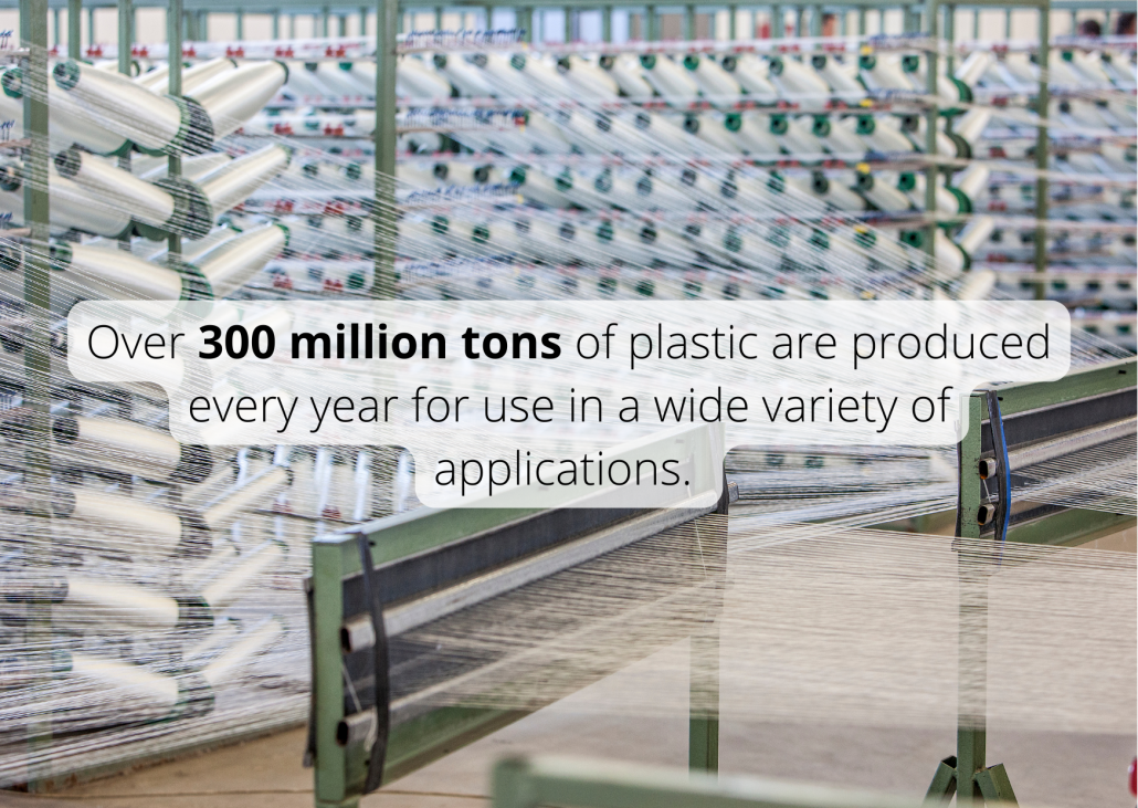 Over 300 million tons of plastic are produced every year for use in a wide variety of applications. Over 300 million tons of plastic are produced every year for use in a wide variety of applications.