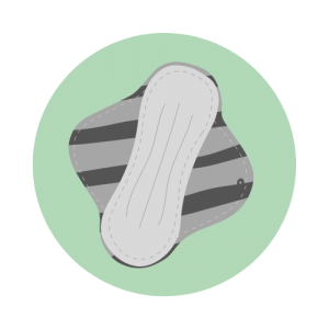 Illustration of a reusable sanitary towel. Illustration of a reusable sanitary towel.