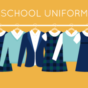 School Uniform for Children and Teenagers on Hangers. Vector Illustration