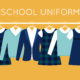 School Uniform for Children and Teenagers on Hangers. Vector Illustration
