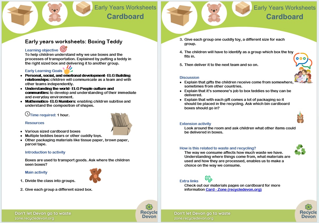 Early Years Cardboard Sheets