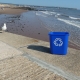Recycling bin on beach