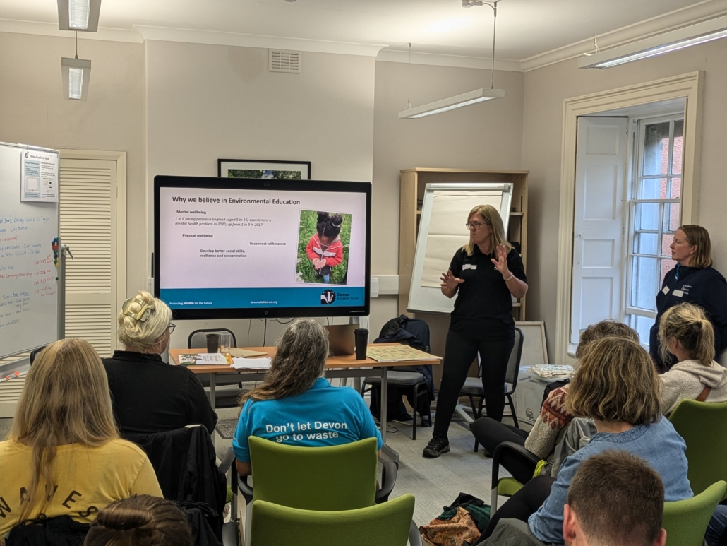 Devon Wildlife Trust giving a presentation to an audience at teacher training