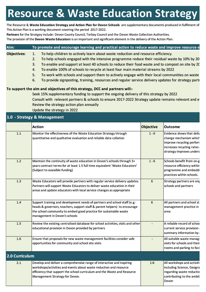Resource-and-Waste-Education-Strategy-Actionplan-2017-2022 Screenshot of Resources and Waste Education strategy