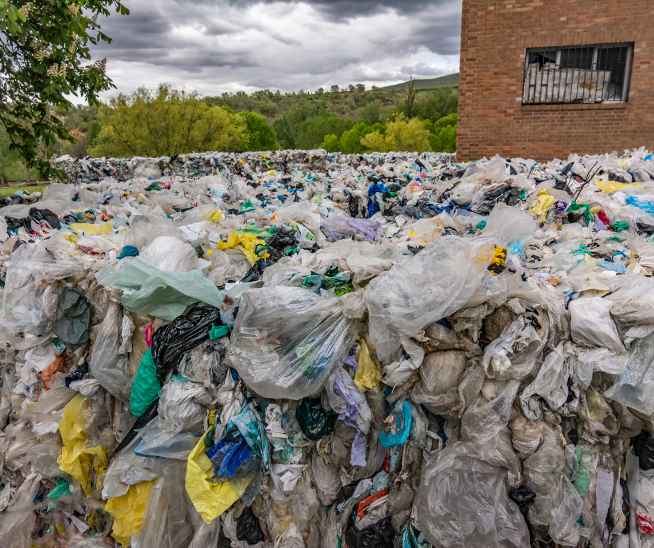 Plastic bags in a block to be recycled Plastic bags in a block to be recycled