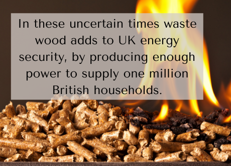 Wood facts 6 In these uncertain times waste wood adds to UK energy security, by producing enough power to supply one million British households.