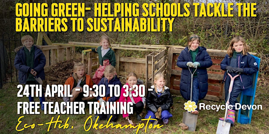 banner-tt-2024 Website banner with the text: going green - helping schools tackle the barriers to sustainability