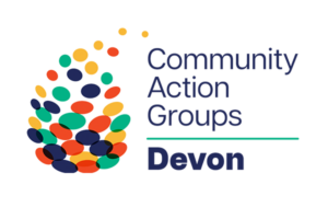 cag-devon-logo-600x400-1 Writing saying community action groups Devon. This next to a picture of yellow, green, red and blue drops coming together to form one big drop.