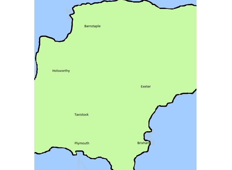 devon-map Simple devon map showing towns