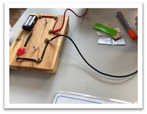 Electricity Picture of a circuit board used in experiments to measure conductivity of different materials in the Science of Materials workshop.