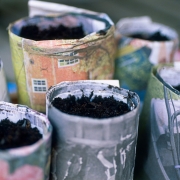 Newspaper flower pots