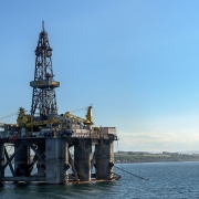 Picture of an oil rig just off the Scottish coast