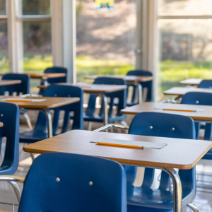 Stock image of school classroom without people
