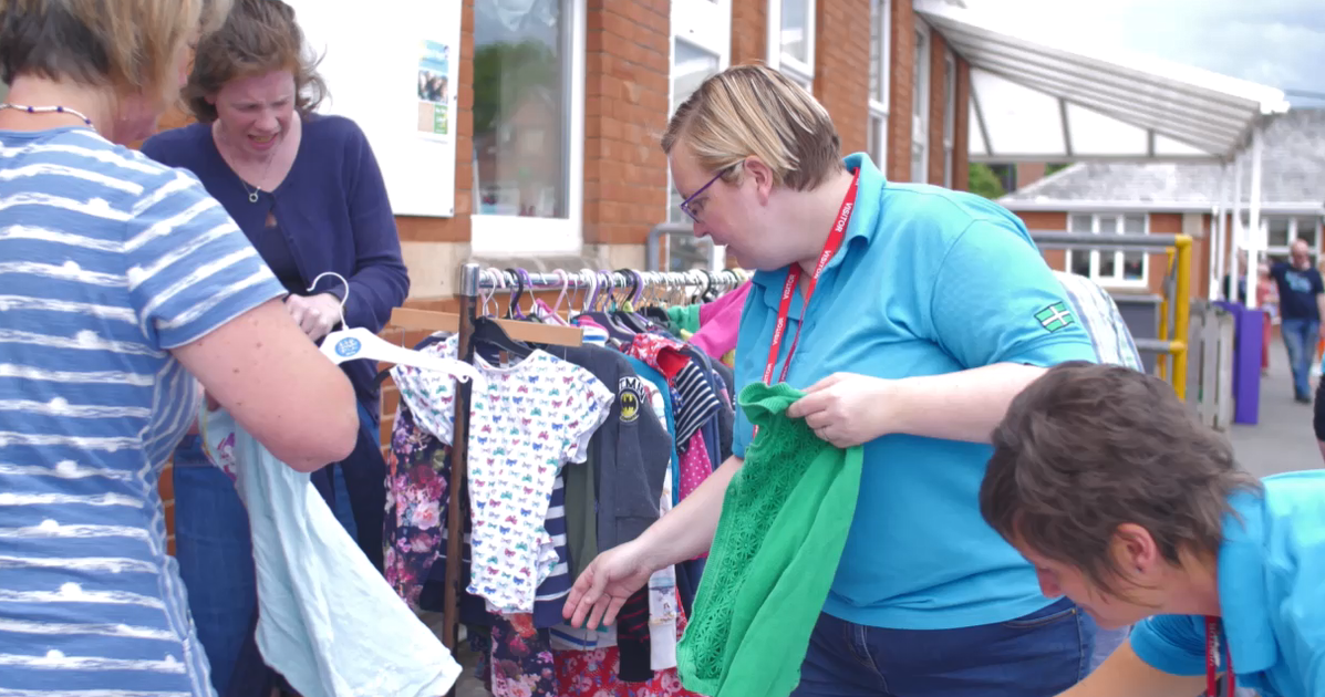 st peters 11 Members of the waste team at a clothes swish at St Peters Primary School in Budleigh Salterton