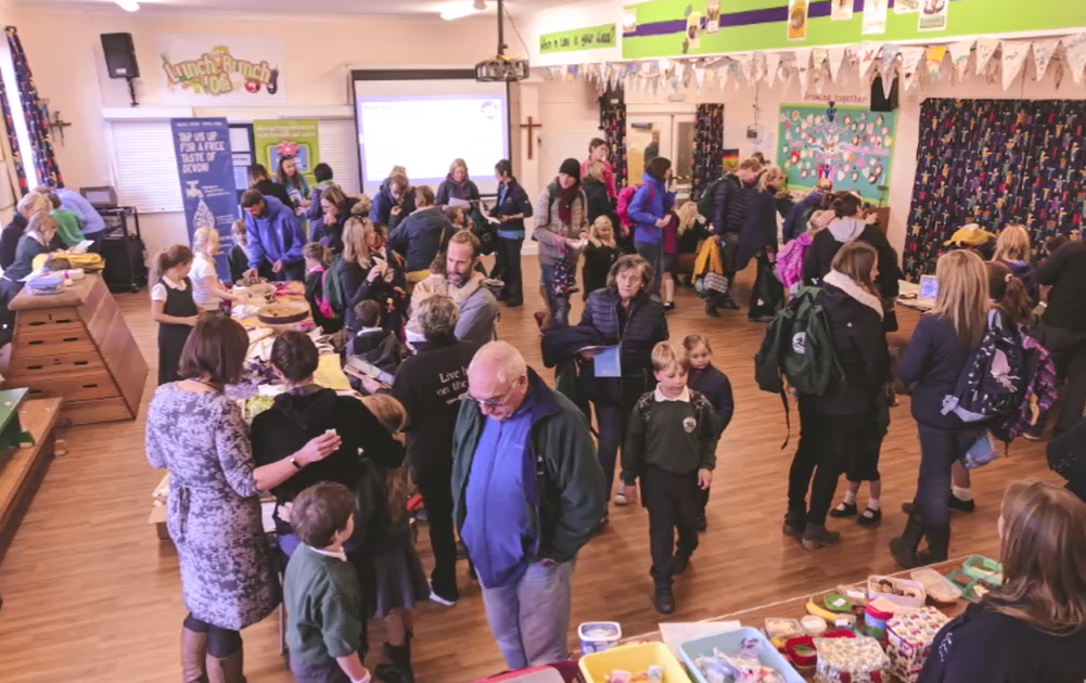 A Community Day Photo of a crowd of people at St Peter's Budleigh school engagement eco-day.