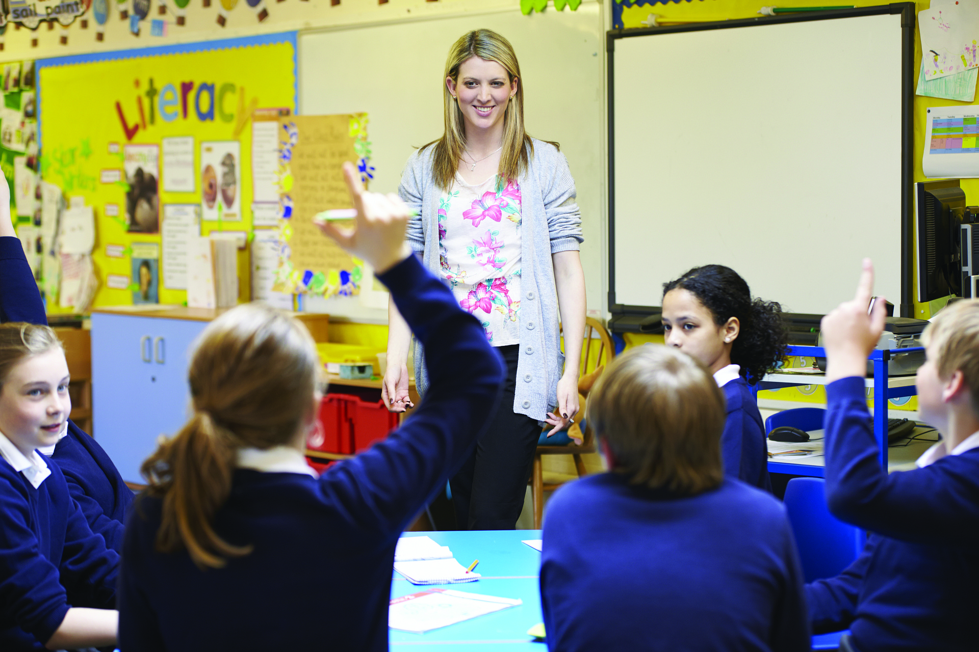 Energy from Waste Assembly teacher in front of a class of children